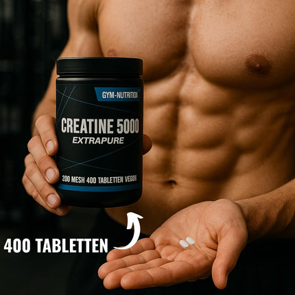 Creatine 5000 Giga Tabs High Dose - 5000mg per day - 400 Tablets - Monohydrate Tablets - Easy-to-swallow alternative to creatine capsules - 200 mesh, vegan &amp; produced in Germany