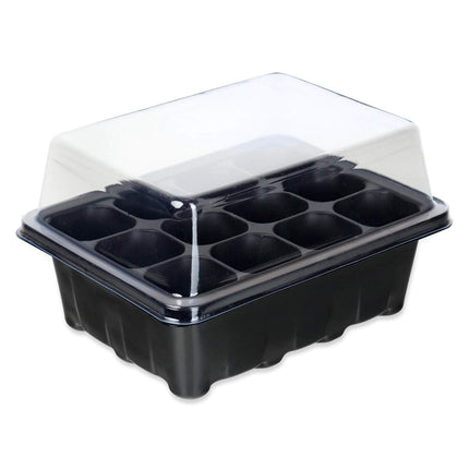 Schramm® Growing Set Greenhouse Growing Tray Pots Indoor Greenhouse 18.5 x 10 x 14.5 cm for 12 Growing Pots Growing Set Mini Greenhouse Black