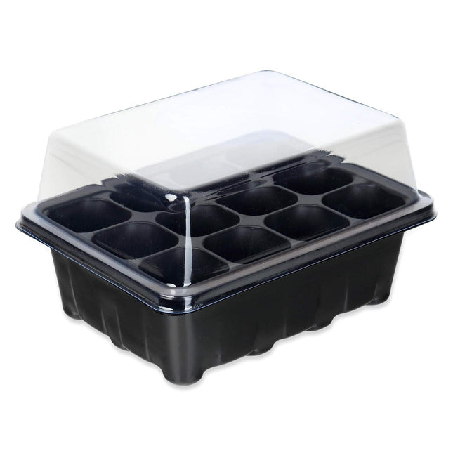 Schramm® Growing Set Greenhouse Growing Tray Pots Indoor Greenhouse 18.5 x 10 x 14.5 cm for 12 Growing Pots Growing Set Mini Greenhouse Black