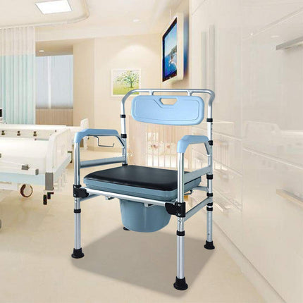 Froadp Height Adjustable Commode Chair Anti-Slip Toilet Chair Commode Shower Bathing Aid Shower Chair with Armrest Backrest and Toilet Bucket
