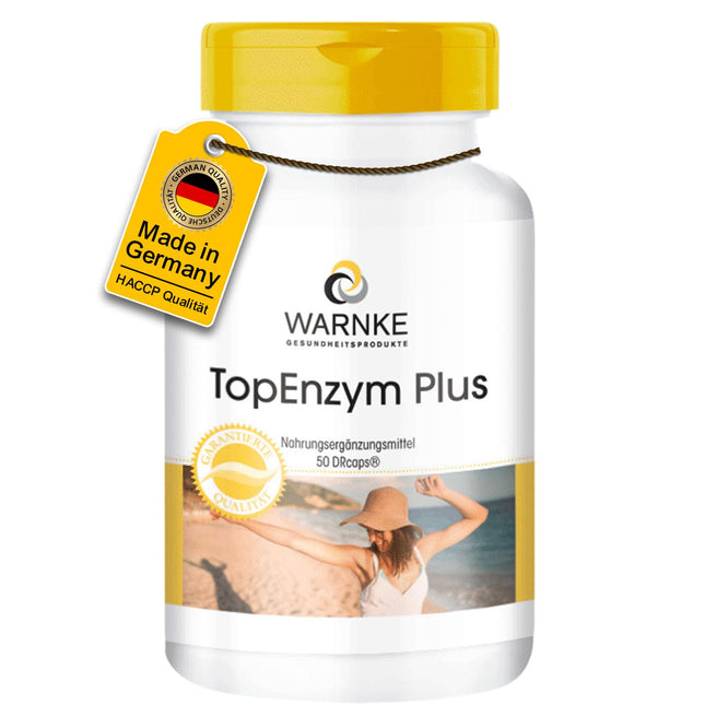 Enzyme Complex - Bromelain, Trypsin, Chymotrypsin, and Rutoside - Topenzym Plus - 50 Capsules | Warnke Vitalstoffe - German Pharmacy Quality