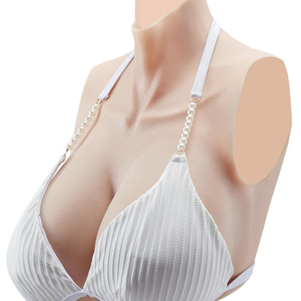 VEVOR High Neck Silicone Breast Forms, K-Large, Realistic Skin-Temperature Silicone Filled, High Elasticity, for Crossdresser, Transgender, Amateur, Cosplay, Drag Queen, Ivory