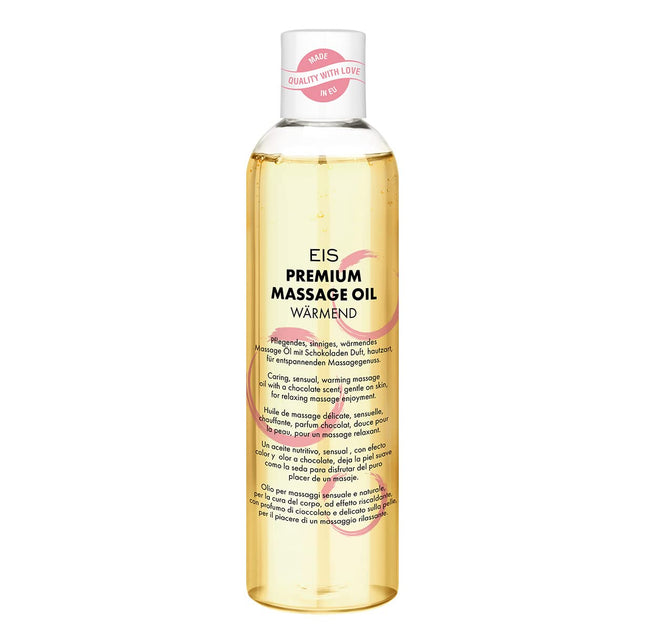 ICE Premium Warming Massage Oil | Erotic massage oil with a warming effect | Erotic love oil for foreplay and partner massages | with chocolate aroma | 250 ml