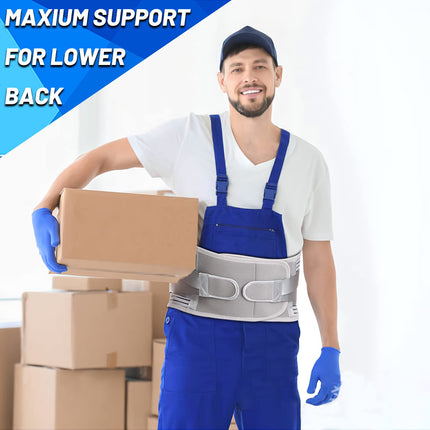 Back brace for men and women to relieve lower back pain - brace with 4 struts and removable lumbar pad, breathable lumbar support belt for herniated disc