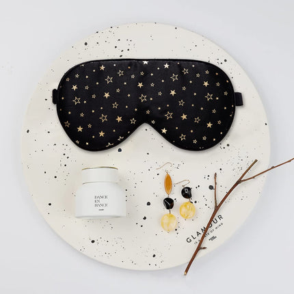 townssilk 100% Silk Sleep Mask with Adjustable Straps, Comfortable and Super Soft Eye Mask Ultimate Sleep Aid, Blindfold Golden Star
