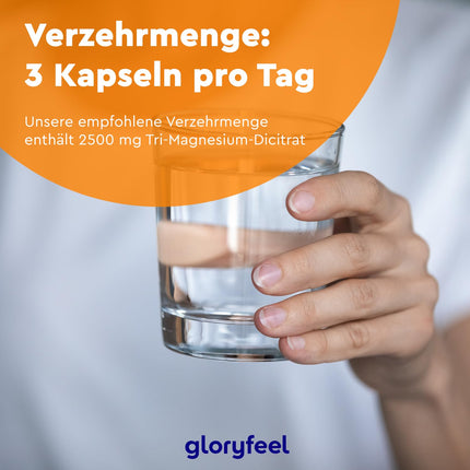 Magnesium Citrate Capsules - 2500mg, of which 400mg elemental magnesium per day - 210 Capsules Tri-Magnesium Citrate High Dose - Vegan, laboratory-tested, made in Germany without additives