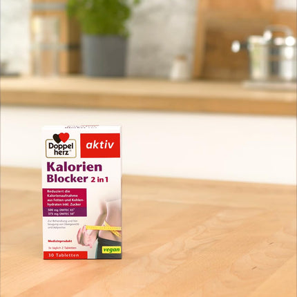 Doppelherz Calorie Blocker 2 in 1 – Medical device for the treatment and prevention of overweight and obesity – 30 vegan tablets