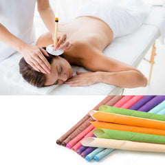 Natural ear candles, 32 pieces (8 colors), cylinder fragrance, hollow cone candles with 16 protective discs