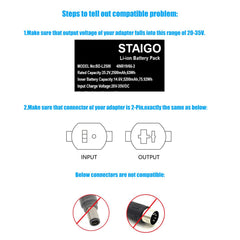 STAIGO Universal Battery Pack for Electrically Adjustable Chairs with LED Display for Recliner Furniture, Sofas, Lift Chairs, Cordless Rechargeable Battery Pack for 2-Pin Electrically Operated Furniture [25.2V 2500mAh]