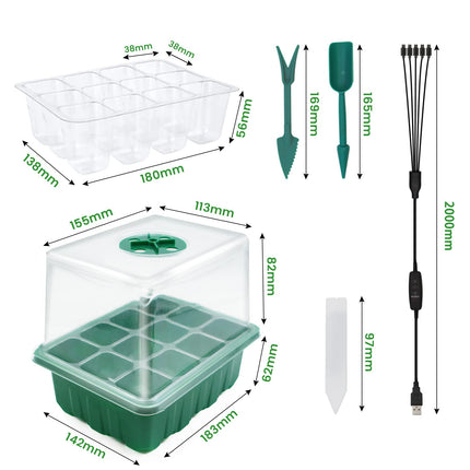 MQFORU Indoor Greenhouse Grow Box with Plant Lamp, 5 Pack 60 Cells Mini Greenhouse Grow Kit with Timing Controller Adjustable Brightness for Plant Growth and Seed Germination