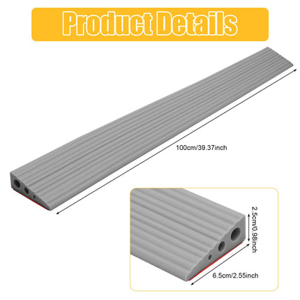 Threshold ramp, 100x6.5x2.5CM door threshold ramps, PVC wheelchair ramp, non-slip surface, rubber ramp, access ramp, threshold ramp for wheelchairs, strollers, walkers or e-scooters (gray, 2.5)
