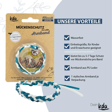 kda Stylish PU leather mosquito repellent bracelets Mosquito repellent bracelet in a value set - Classic and Dark Edition design - Adjustable size Camping holiday mosquito repellent Outdoor mosquitoes (maritime set of 5)