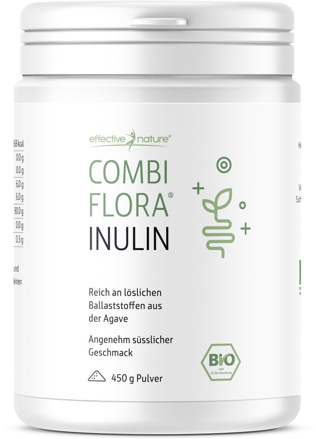 Effective Nature Organic Inulin Powder - 100% soluble fiber powder from organic agave, gluten-free, vegan - 450g
