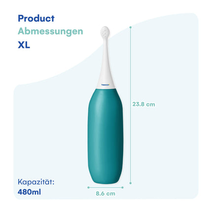 Butt Shower - HappyPo XL Hand Shower Bidet 480 ml - Gentle Cleaning without Wet Wipes - Portable Toilet Shower for Home and Travel - Saves Water and Paper - Petrol