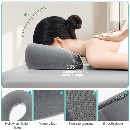 ADDLIVE Massage Face Cradle Pillow, U-shaped Massage Face Pillow, Massage Pillow with Head Hole, Memory Foam Massage Face Cradle Pillow, Massage Accessory for Spa Salon Massage Bed (Gray)