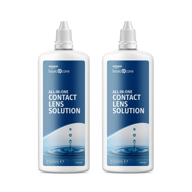 Amazon Basic Care All-In-One Contact Lens Solution, 2 x 250 ml (mailbox-friendly)