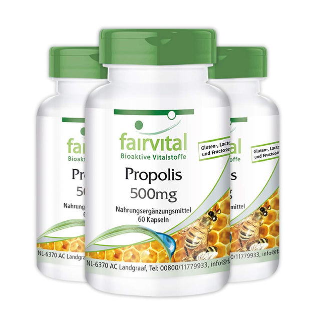 Fairvital | Bee Propolis 500mg - 3 x 60 Capsules - HIGH DOSE