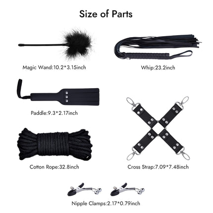 Utimi Bondage Set SM Bondage Set with 11 Pieces Bondage Restraint Set SM Sex Toys For Lovers, Black
