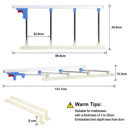 Signstek Bed Rail Foldable Portable Bed Safety Rail for Elderly, Adults Assist Handle Handicap Bed Railing Hospital Metal Handle Bumper