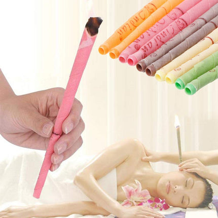 Natural ear candles, 32 pieces (8 colors), cylinder fragrance, hollow cone candles with 16 protective discs
