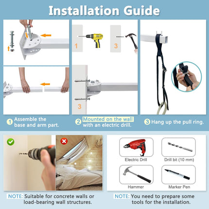 Trapeze bar for bed mobility aids bedside table pull-up bar bed lift for elderly people seniors tube handle medical trapeze for hospital bed bar transfer rail standing aid handicap