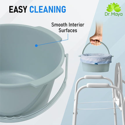 Dr. Maya Replacement Bucket for Chamber Pot, 7.5 qt, Adult Toilet Stool, The Emergency Toilet to Go, Mobile Commode Chair, Portable Toilet Bucket with Lid and Handle, Ideal for Seniors and Disabled People