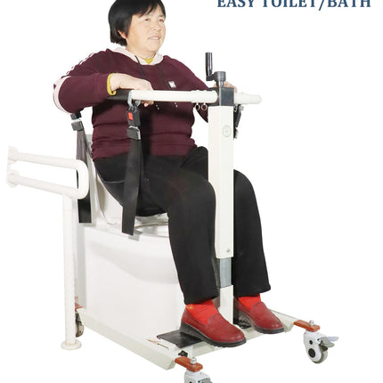 Patient lift transfer chair for seniors, height/width adjustable, patient lift wheelchair for car, portable bedside toilet shower chair for the elderly