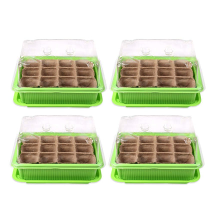 Schramm® 4 piece cultivation set greenhouse cultivation tray pots indoor greenhouse 20.5 x 15.5 x 11 cm for 48 cultivation pots cultivation set mini greenhouse