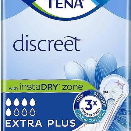 TENA Lady Discreet Extra Plus, 96 incontinence pads (16 x 6 packs) individually wrapped for women with moderate to severe bladder weakness, incontinence and unpredictable leakage