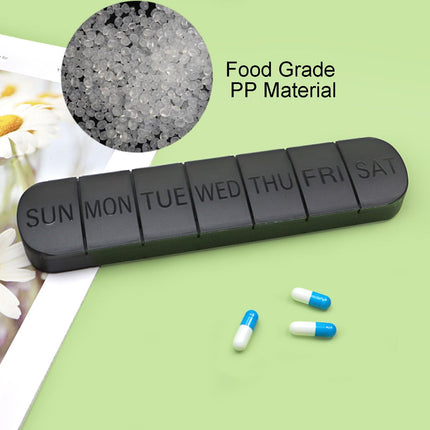 vgggrd Pill Box, 7-Day Weekly Pill Box, Pill Box, Medicine Box, Pill Box, 7 Compartments, Easy to Open, Convenient and Comfortable (Black)