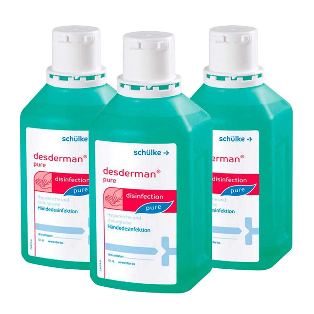3x 500 ml Schülke Desderman hand disinfectant, dye-free and perfume-free