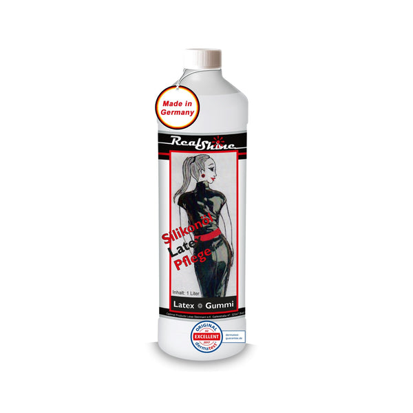 Optimal Products Latex Care REALSHINE Silicone Oil 1 Liter | dermatologically tested oil for latex | professional rubber care and economical donning aid | odorless latex care for a high-gloss finish