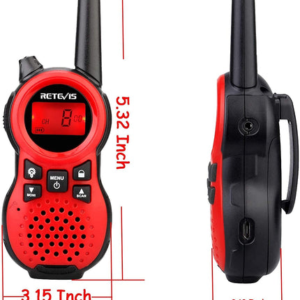 Retevis RT638 Walkie Talkie for Kids Ages 3-12, 16 Channels Flashlight VOX, Birthday Gift Toy for Children's Games, Hiking, Garden, Outdoors (Red, 1 Pair)