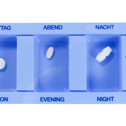 Medi-Inn medication dispenser with 4 compartments, blue standard, 10 pieces, tablet box for one day, pill box, daily dispenser
