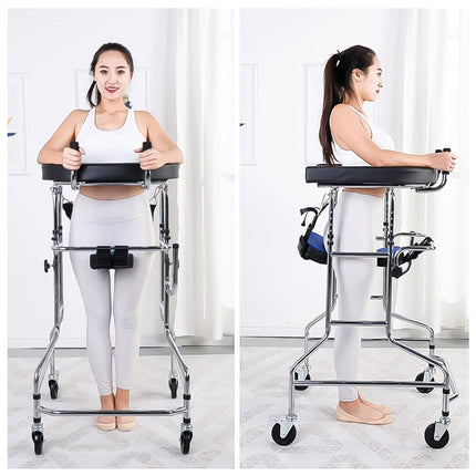 Upright Walker, Rollator Walker for Adults, Robust, Height-Adjustable Walking Aids with 4 Lockable Universal Wheels, Seat Cushion, Armpit (S: 100-125cm-A)
