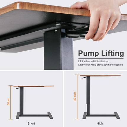 FATIVO Side Table with Wheels, Height-Adjustable, Bedside Table on Wheels, Table for Bed, Wooden Nursing Table, Hospital Table, Computer Table, Laptop Table, Sofa Table for Living Room, Bedroom, 80x40x90cm, Brown
