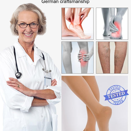 2 Pairs of Medical Compression Stockings for Women &amp; Men 20-30 mmHg, Class 2, Open Toe Graduated Support Stockings for Varicose Veins, Edema, and Flight (2x Beige, XXL)