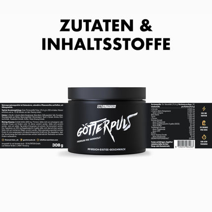 OS NUTRITION Götterpuls Premium Pre Workout Booster Peach Iced Tea 308g