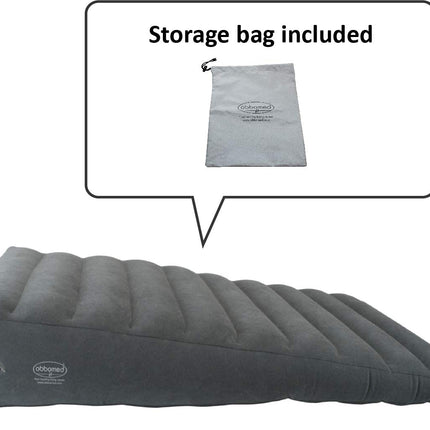 ObboMed HR-7620, practical air valve for easy inflation/deflation, durable, inflatable bed wedge pillow with velour surface for sleeping, traveling, vacation; inflated size M: 61