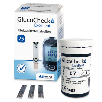 GlucoCheck Excellent blood glucose test strips, 50 strips for checking blood glucose levels