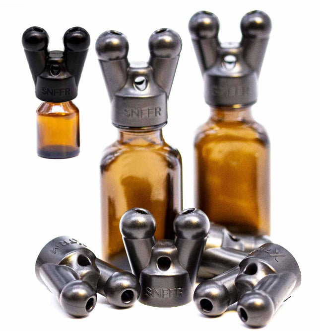 xleathers XTRM SNFFR the sensational aroma amber bottle screw-on attachment for your bottle (Set Double Small + Double Large Black); Number of pieces: 1, 1.0 pieces