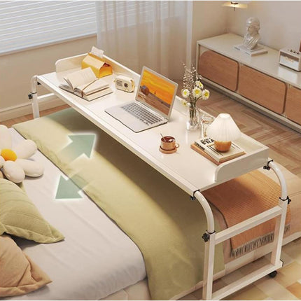 KHLMSRXJ Rolling overbed table, bedside table with wheels, height and length adjustable, mobile table, over the bed with wheels, large cross-bed table with wheels