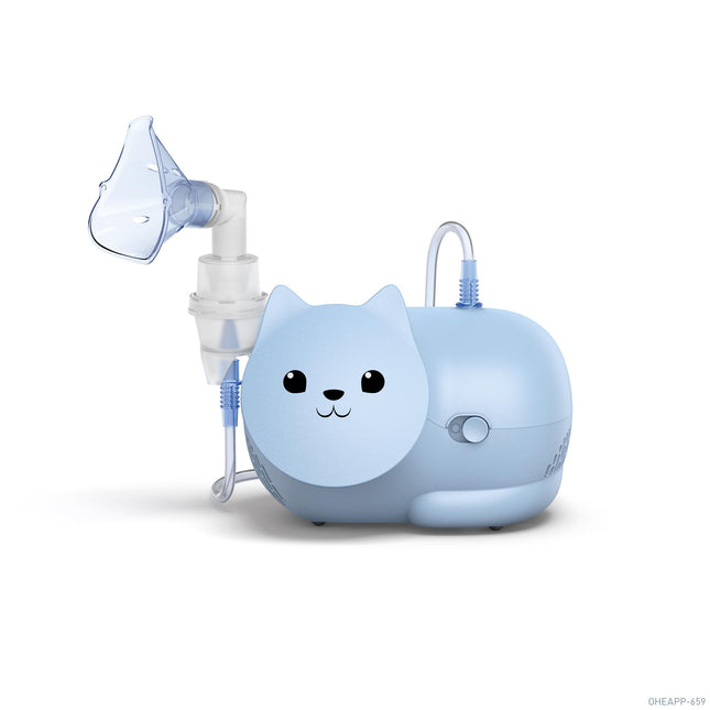 OMRON Nami Cat child-friendly inhaler for children; efficient inhaler for the treatment of coughs and colds, bronchitis, asthma, and colds; inhaler with high-quality accessories