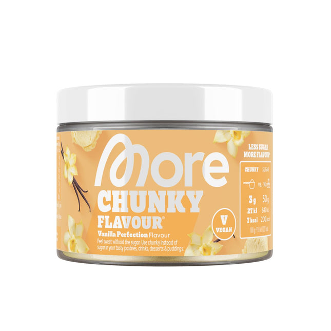MORE Chunky Flavour, Vanilla Perfection, 150 g, vegan, flavour powder for sweetening, low in sugar and calories, with inulin and lactase - made in Germany