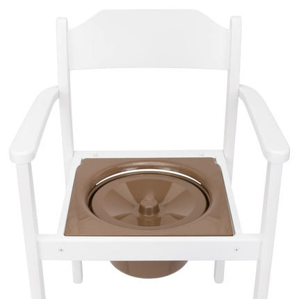 MaJSL Hygienic Commode Chair DUHA Made of High-Quality Wood Removable Bucket with Lid Certified Toilet Aid (White)