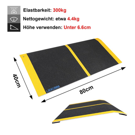 LIEKUMM 40 x 80 cm door threshold ramp, up to 300 kg, lightweight access ramp threshold ramp with anti-slip surface, curb ramp for doors, stairs, steps
