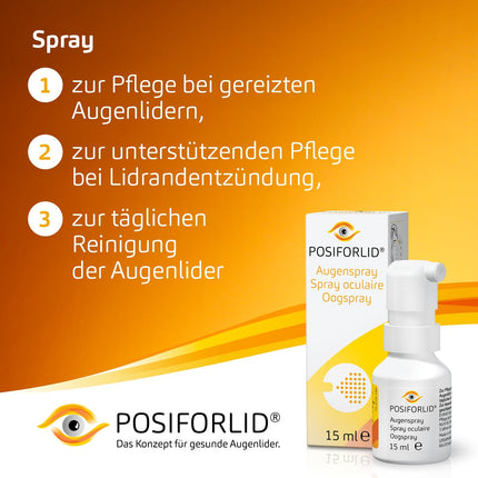 POSIFORLID® Eye Spray. Supportive care for blepharitis and irritated eyelids, 15 ml