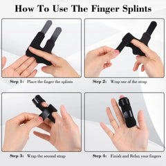 ACWOO Finger Splint, 2 Pack Finger Straightener Finger Splint Stabilizer, Soft Comfortable Finger Support, Finger Brace for Broken Sprained Arthritis or Tendonitis (Black)