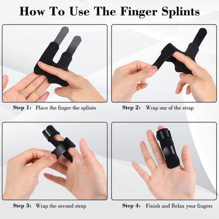 ACWOO Finger Splint, 2 Pack Finger Straightener Finger Splint Stabilizer, Soft Comfortable Finger Support, Finger Brace for Broken Sprained Arthritis or Tendonitis (Black)