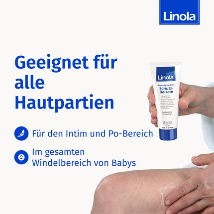 Linola Protective Balm - Twin Pack = 200 ml | Cream for the intimate area, groin area, and buttocks to protect against chafing and soreness | Breathable protective film for irritated and dry skin